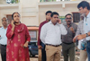 DC inspects NH works at Kalladka by pillion riding a two-wheeler
